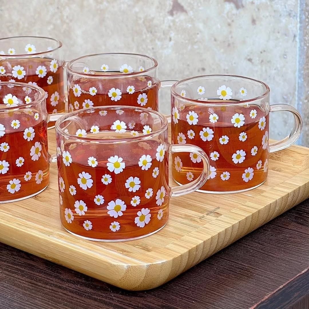 ماگ شیشه ای تک جداره گل بابونه